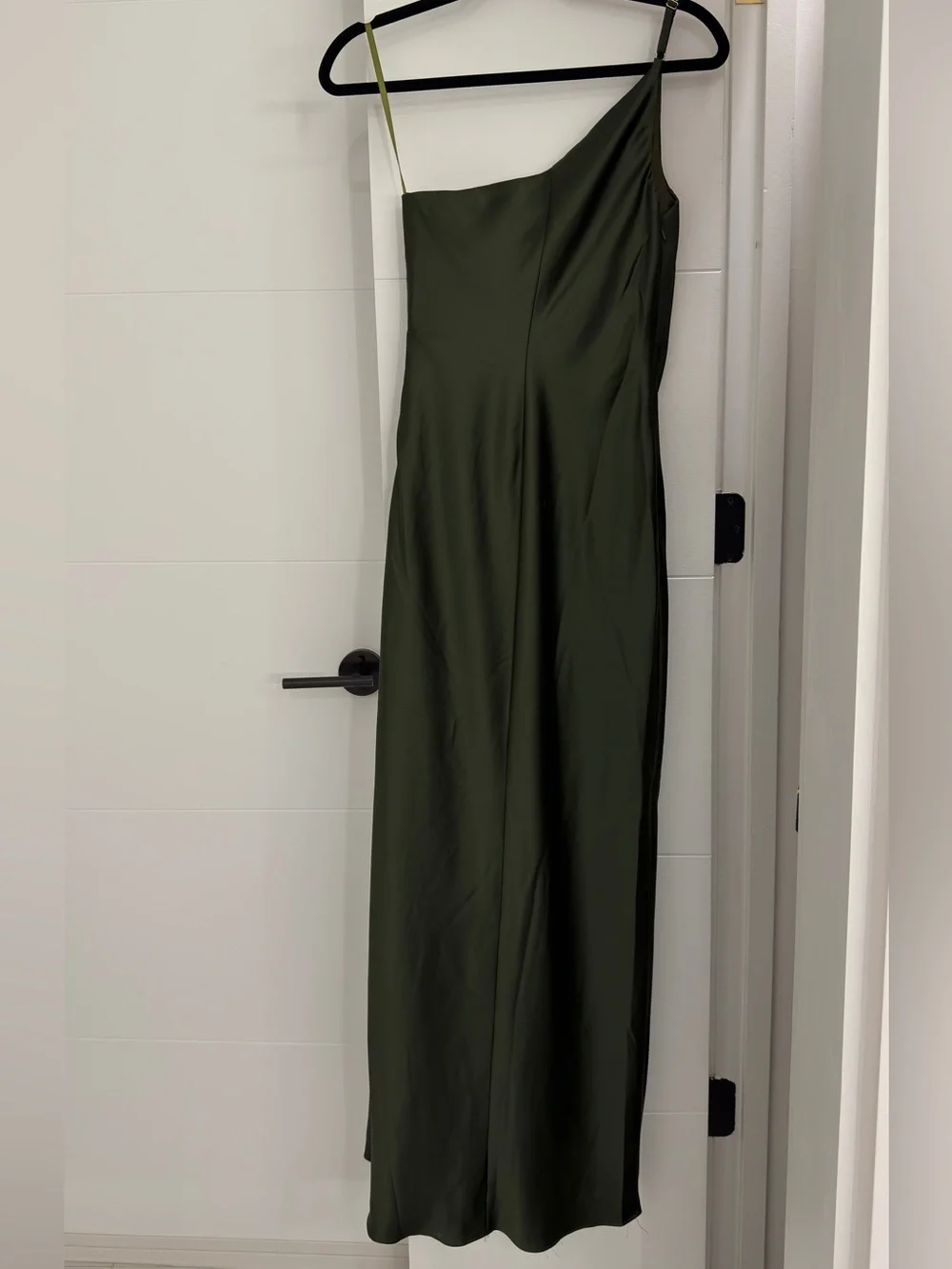 Revelry Jade Satin Dress Olive Green